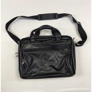 Hartmann Black Leather AVIATOR Leather Briefcase Laptop Messenger Bag